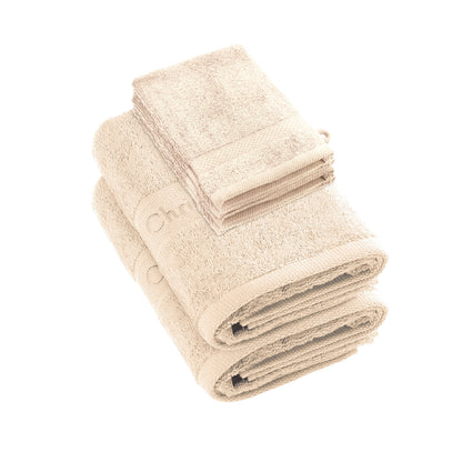 Complete bath linen set combed cotton - Azur - 6 pieces Ivory