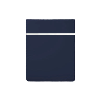 Flat sheet - 100% cotton sateen TC200 - Nîmes - white / dark blue
