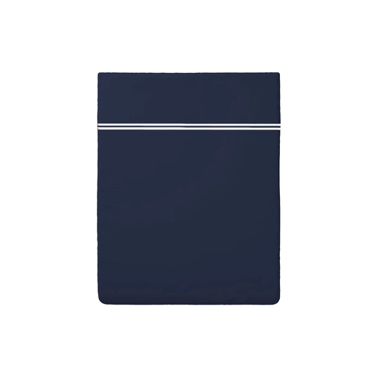 Flat sheet - 100% cotton sateen TC200 - Nîmes - white / dark blue
