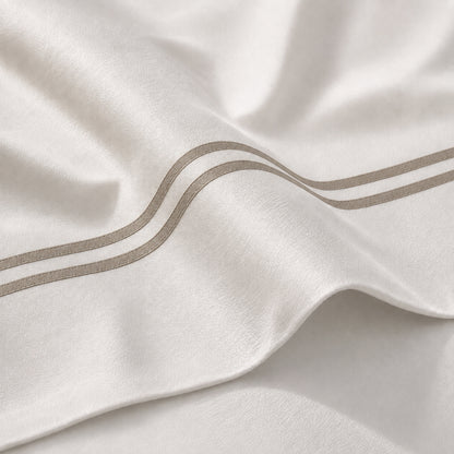 Duvet cover and pillowcase(s) set - 100% cotton sateen TC200 - Nîmes - taupe / white