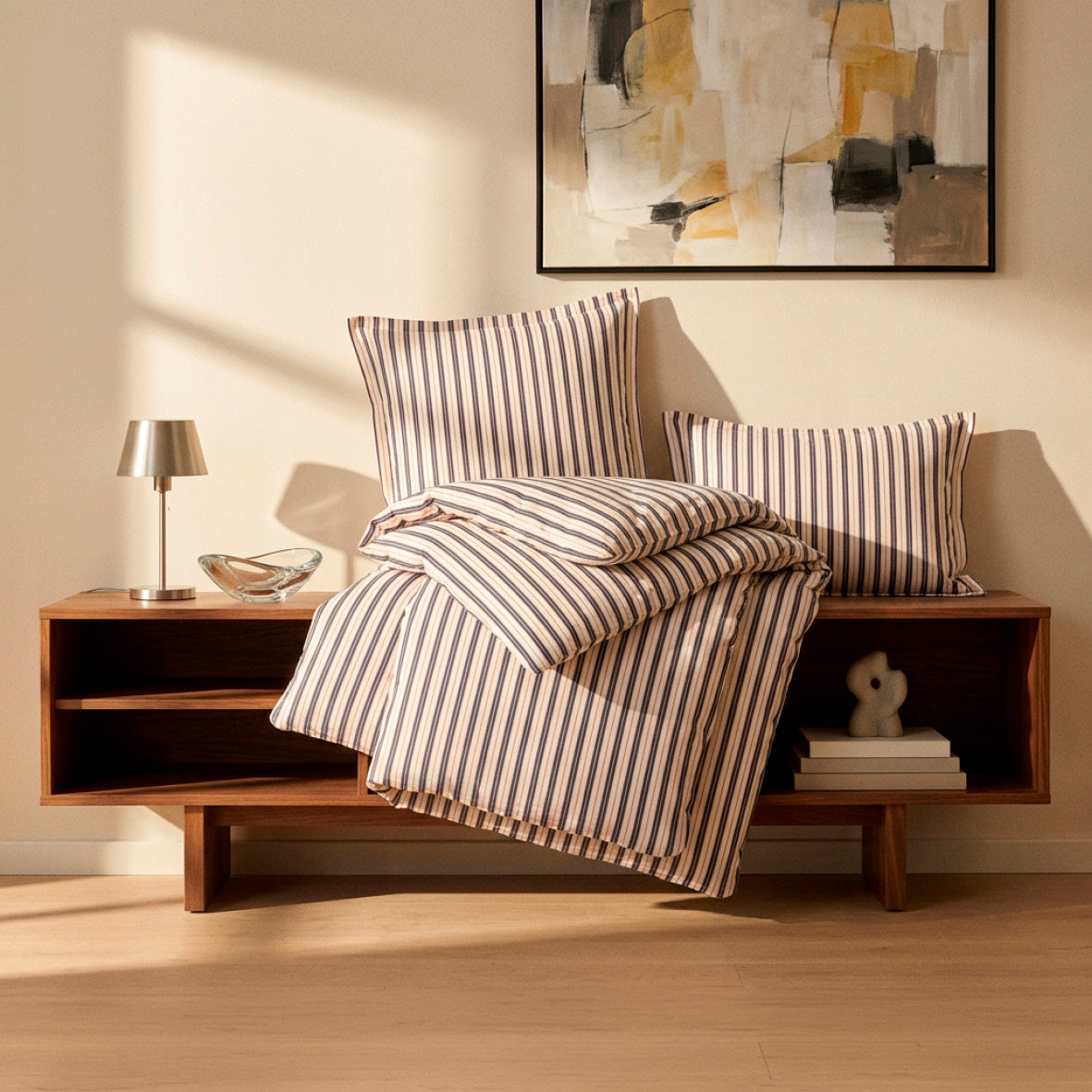 Pillowcase cotton satin - Rivage écarlate White / Blue