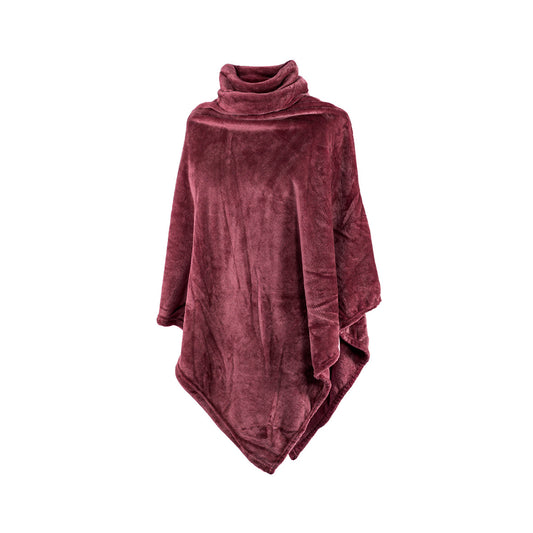 Poncho fleece - Uni Reddish brown