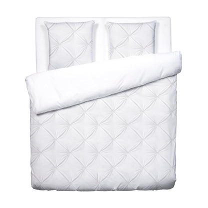 Duvet cover + pillowcase cotton satin pleated - Lys White