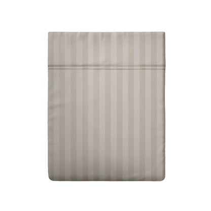 Flat sheet cotton satin - Dobby stripe woven Warm taupe
