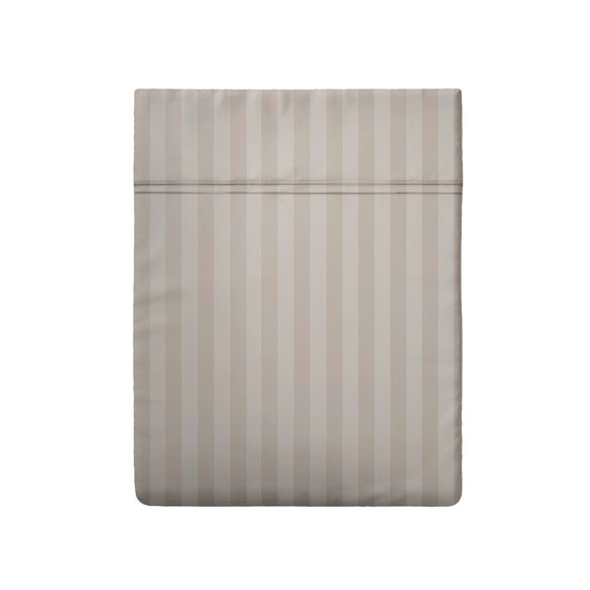 Flat sheet cotton satin - Dobby stripe woven Warm taupe
