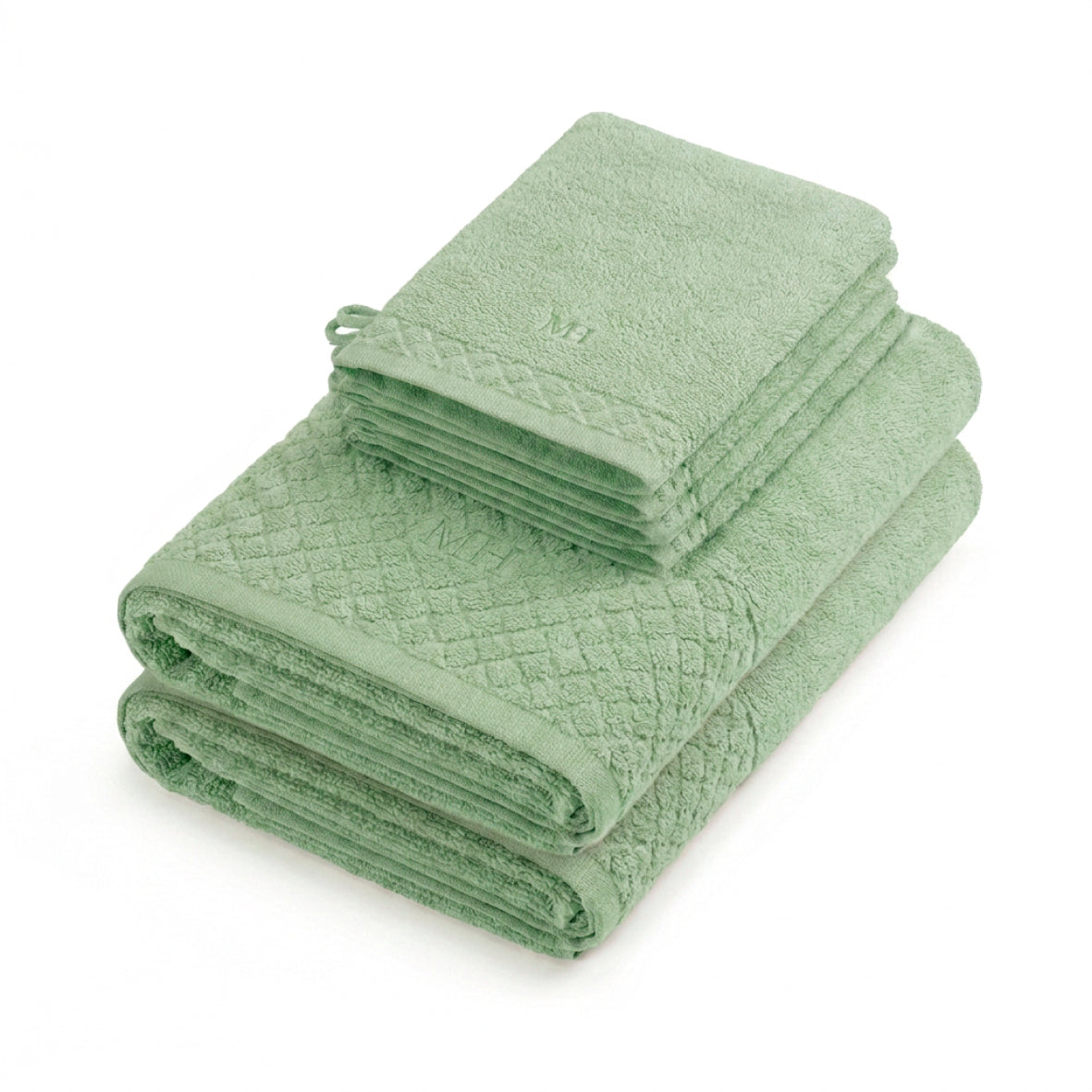 Complete bath linen set combed cotton LT - Eden - 6 pieces Meadow green