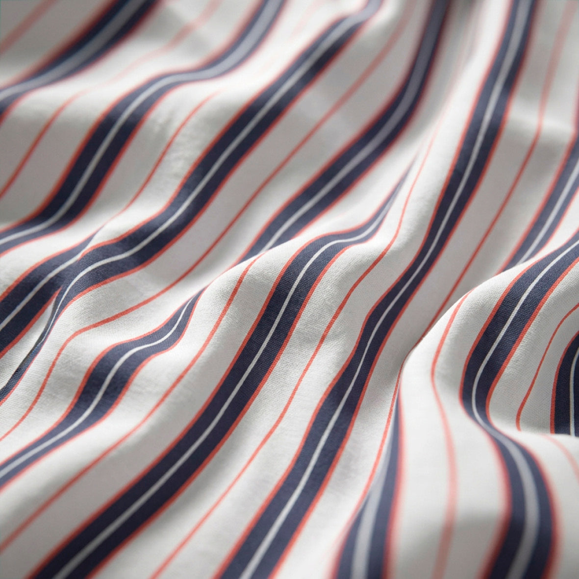 Flat sheet cotton satin - Rivage écarlate White / Blue