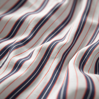 Flat sheet cotton satin - Rivage écarlate White / Blue