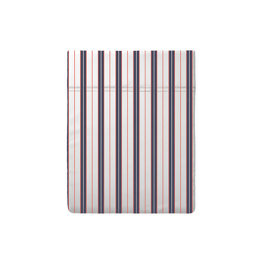 Flat sheet cotton satin - Rivage écarlate White / Blue