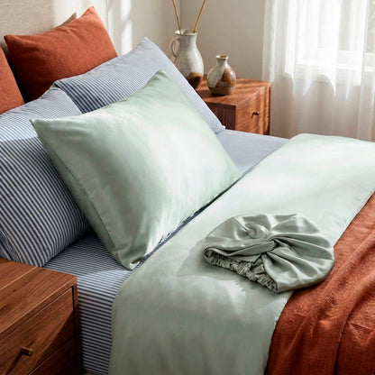 Pillowcase + nightcap silk - Nuit de soie Sage green