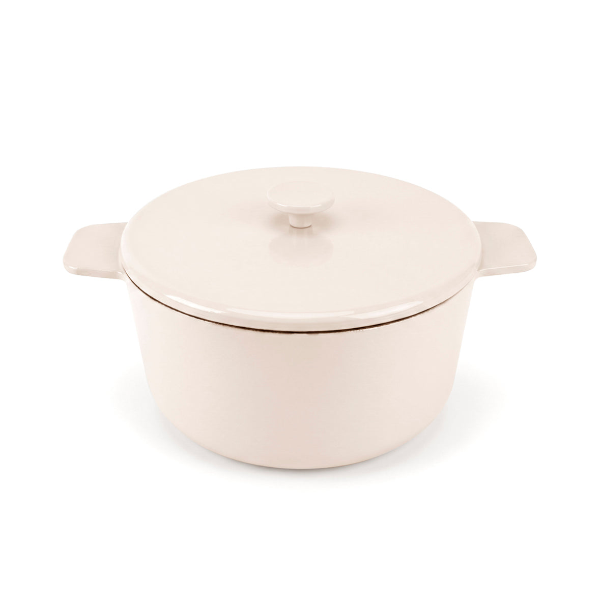 Enamelled cast iron round casserole with lid - cream - 28 cm