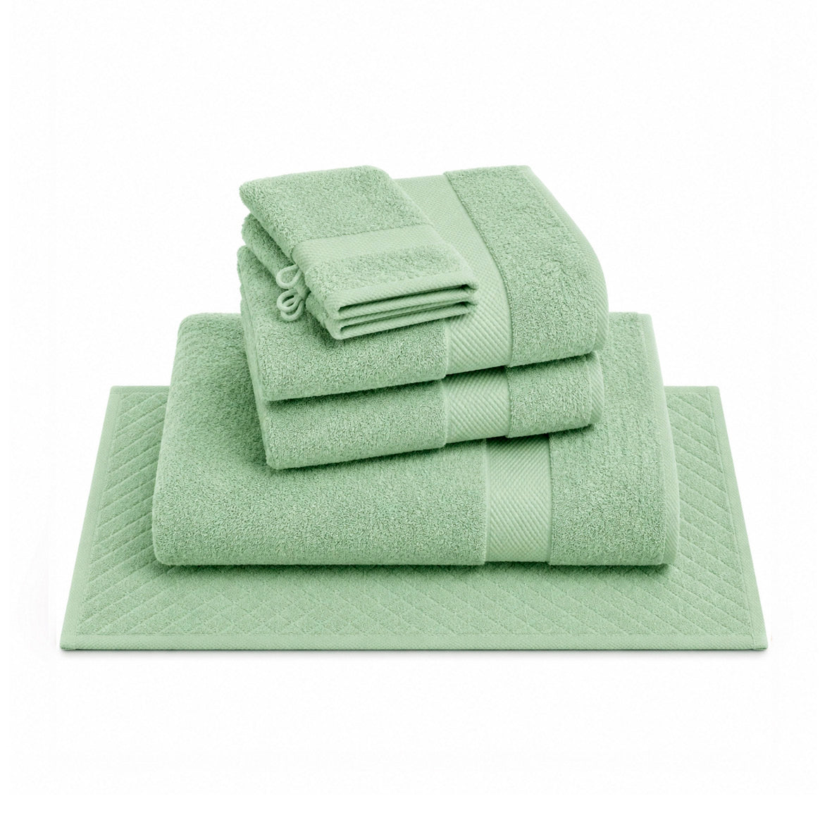 Complete bath linen set combed cotton - Sérénité - 6 pieces Meadow green