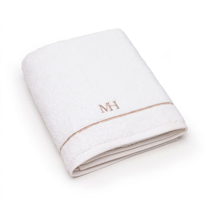 Bath towel combed cotton - John - 100 x 150 cm Taupe White