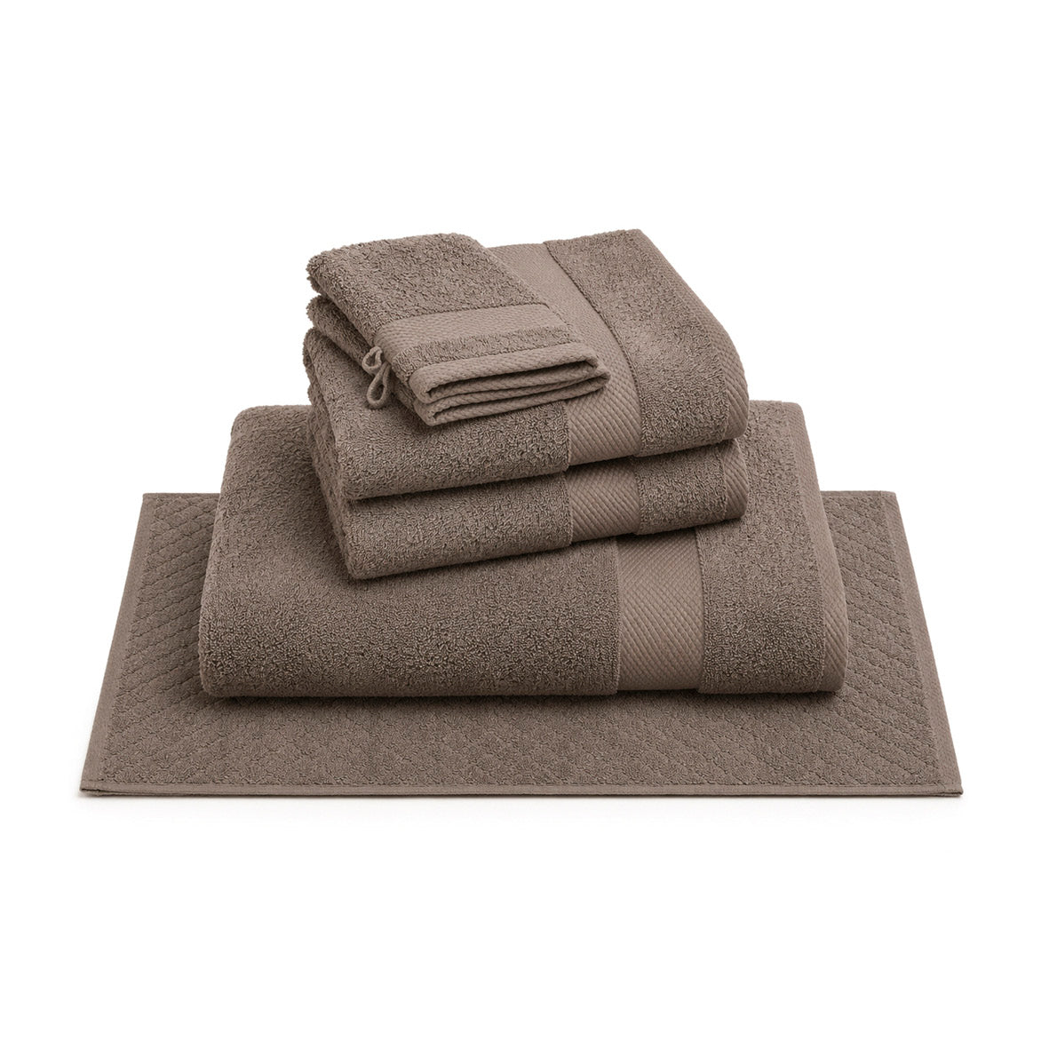Complete bath linen set combed cotton - Sérénité - 6 pieces Brown