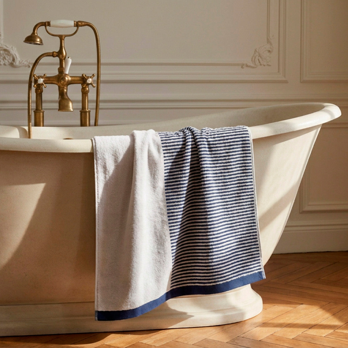 Bath towel combed cotton Jacquard YD - Amiral - 2 x (70 x 140 cm)