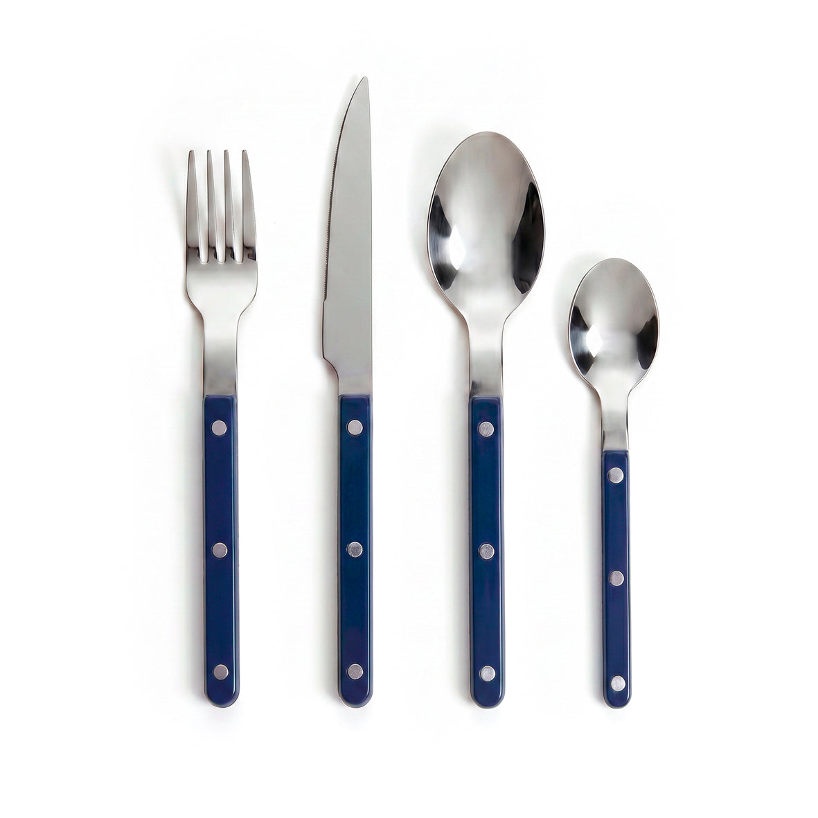 Cutlery box in stainless steel - Remi - Blue - 48 pieces