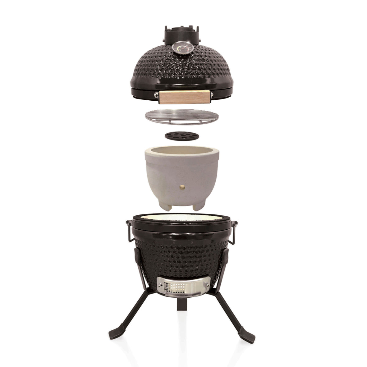 Mini kamado ceramic barbecue smoker - Black