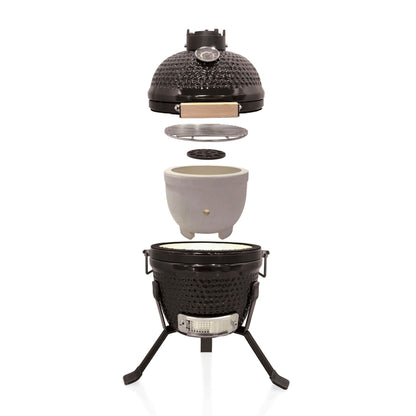 Mini kamado ceramic barbecue smoker - Black