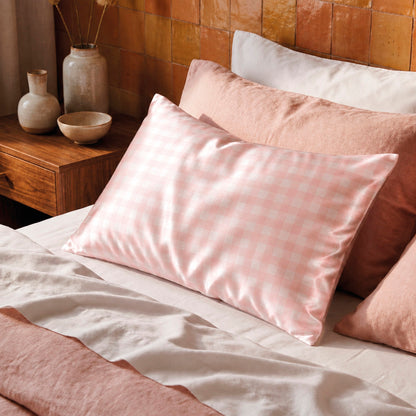 Pillowcase silk - Nuit de soie Pink gingham