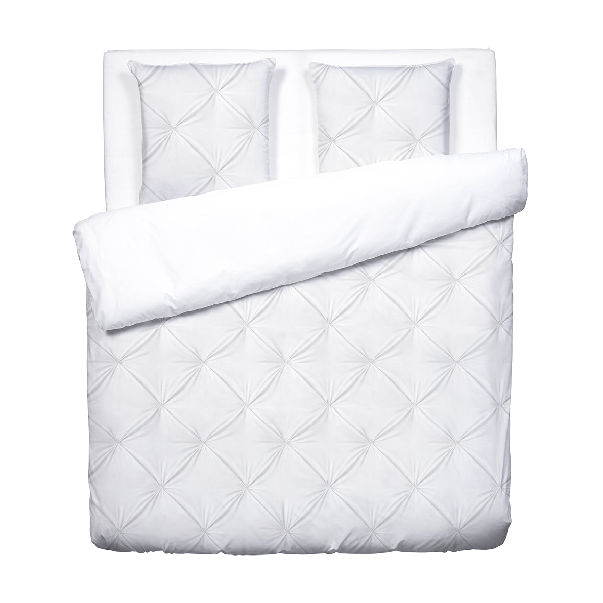 Duvet cover + pillowcase cotton satin pleated - Freesia White