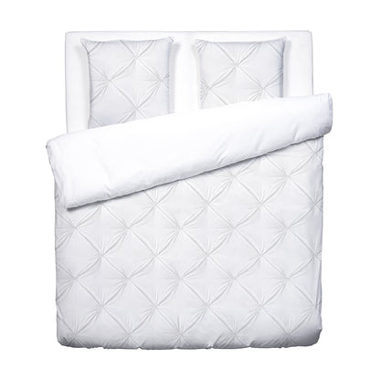 Duvet cover + pillowcase cotton satin pleated - Freesia White