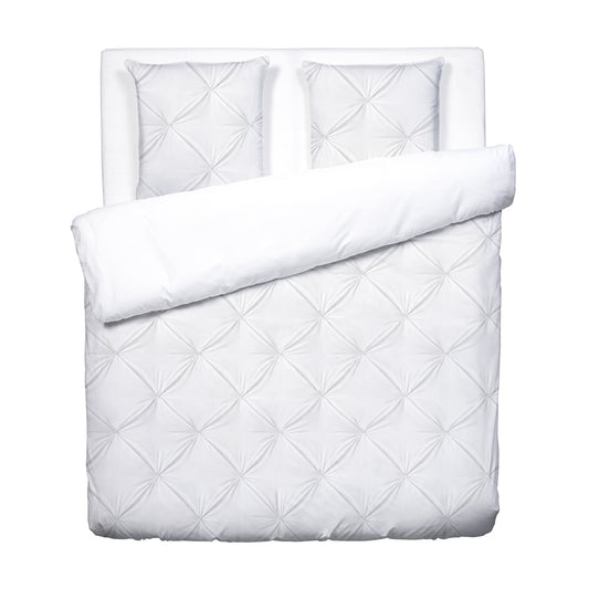 Duvet cover + pillowcase cotton satin pleated - Freesia White