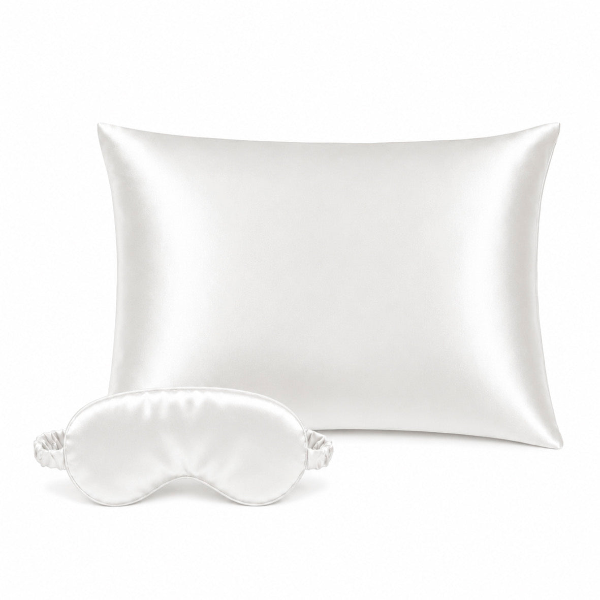 Pillowcase + eyemask silk - Nuit de soie White