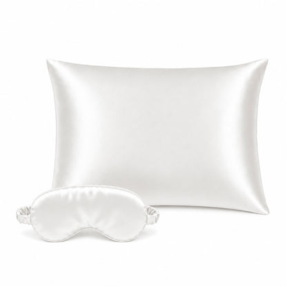 Pillowcase + eyemask silk - Nuit de soie White