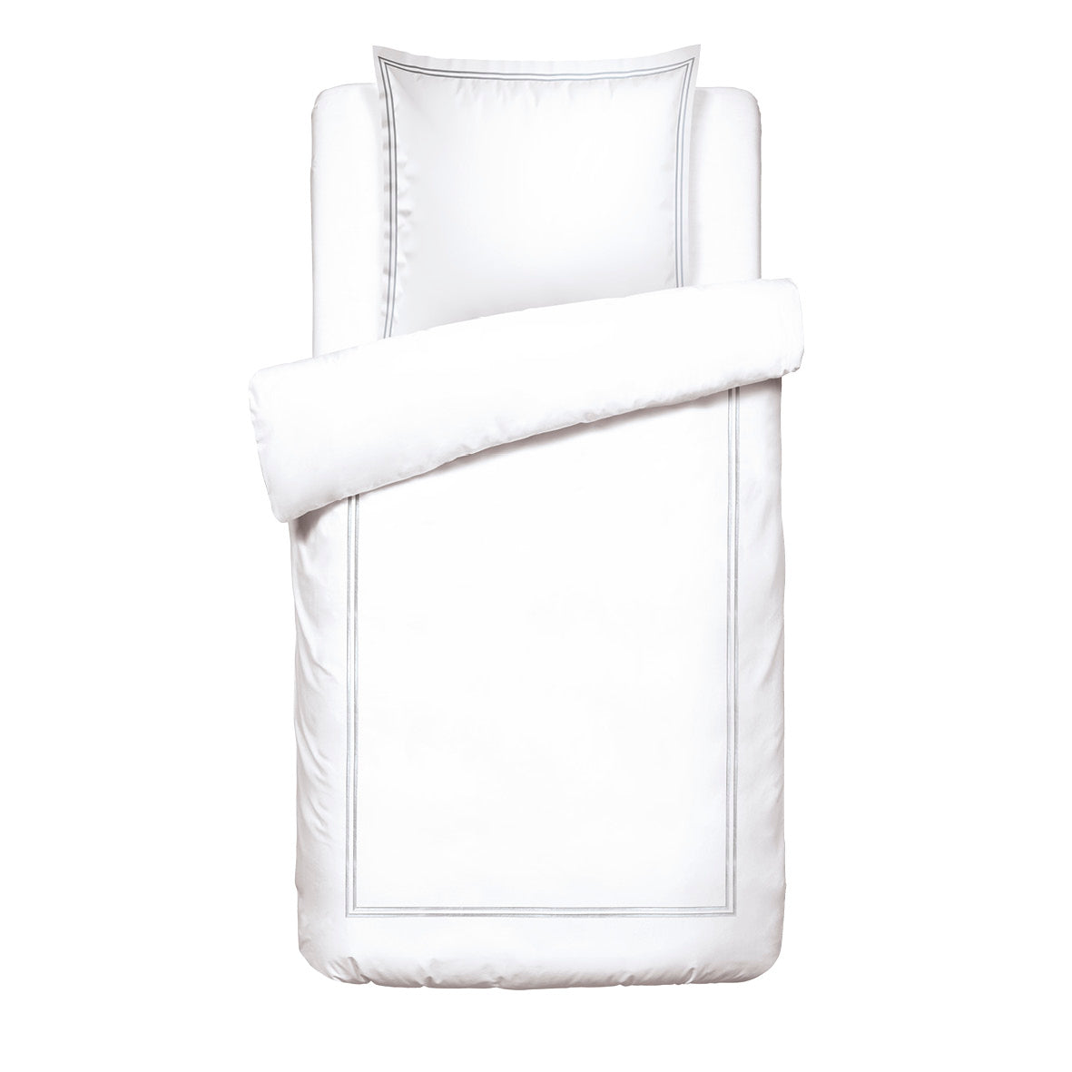 Duvet cover and pillowcase(s) set - 100% cotton sateen TC200 - Nîmes - grey / white