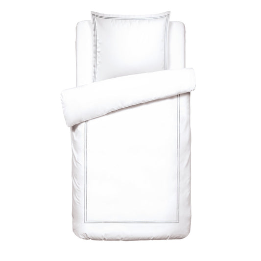 Duvet cover and pillowcase(s) set - 100% cotton sateen TC200 - Nîmes - grey / white