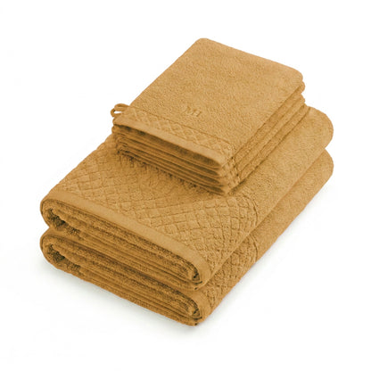 Complete bath linen set combed cotton LT - Eden - 6 pieces Mustard yellow