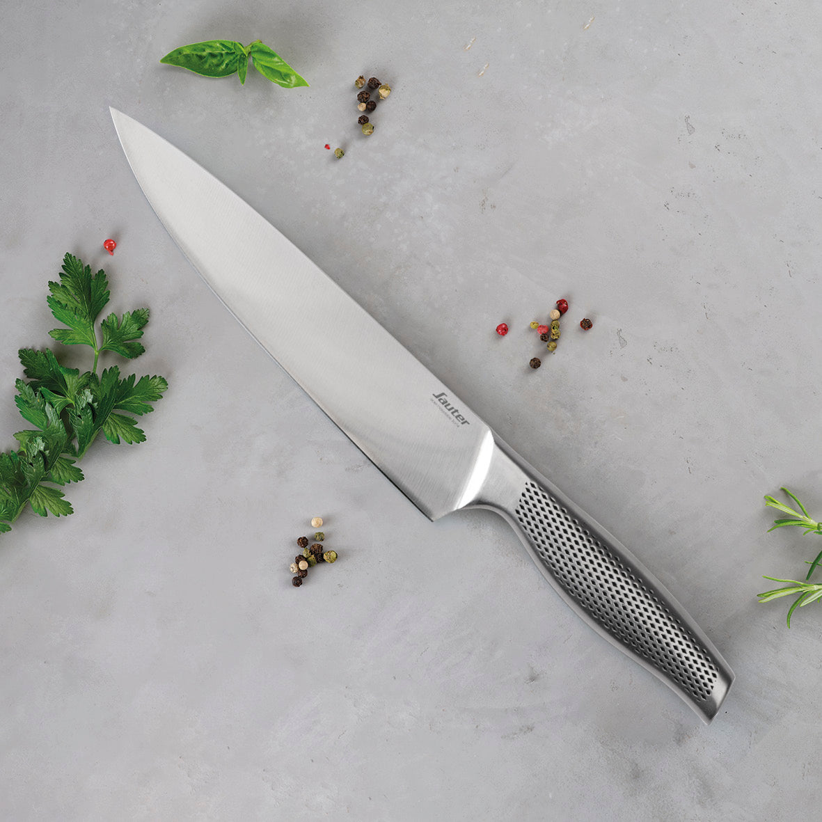 Set of 5 knives silver: chef's knife + slicing knife + paring knife + bread knife + utility knife + knife holder wood - Silver