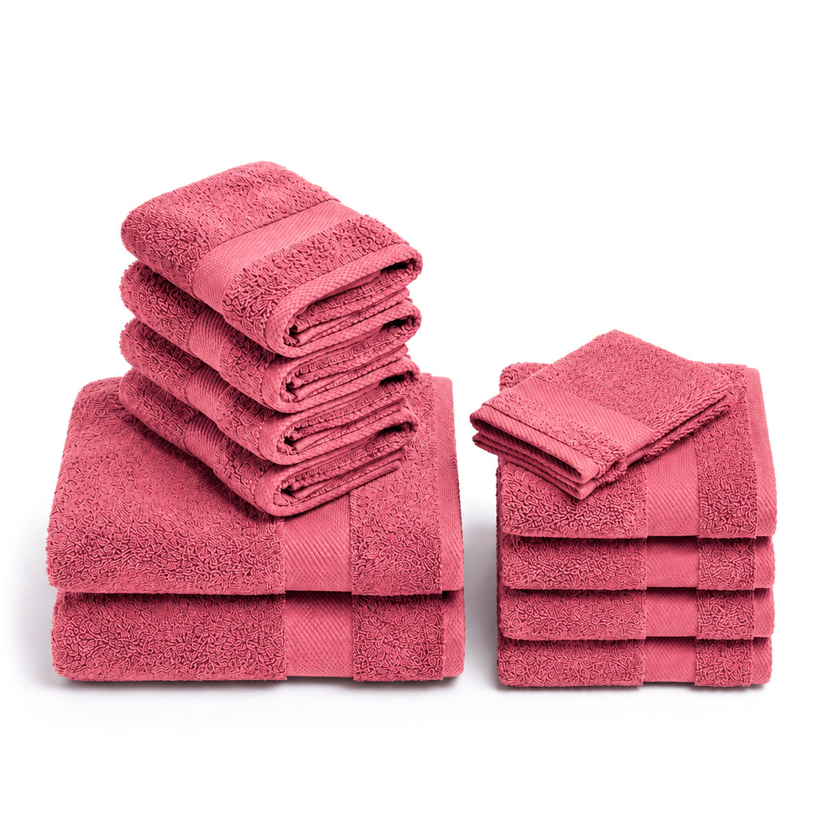 Complete bath linen set combed cotton - Sérénité - 12 pieces Blush pink