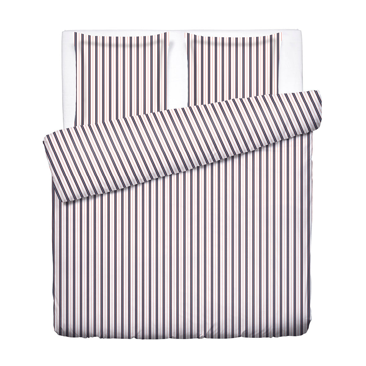 Duvet cover + pillowcase cotton satin - Rivage écarlate White / Blue