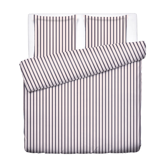Duvet cover + pillowcase cotton satin - Rivage écarlate White / Blue