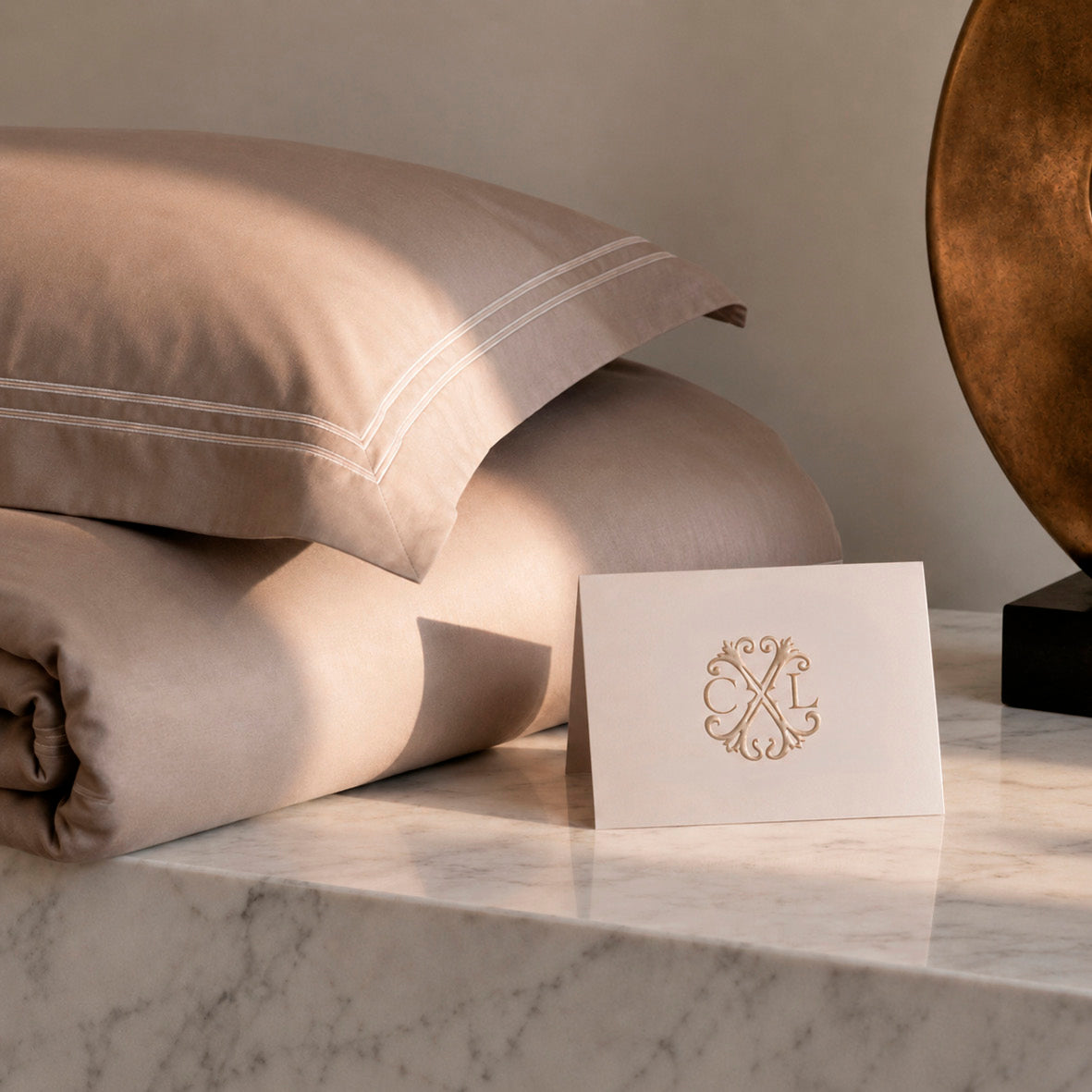 Flat sheet - 100% cotton sateen TC200 - Nîmes - taupe