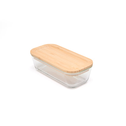 Set of 4 containers in high borosilicate glass with lid - transparent
