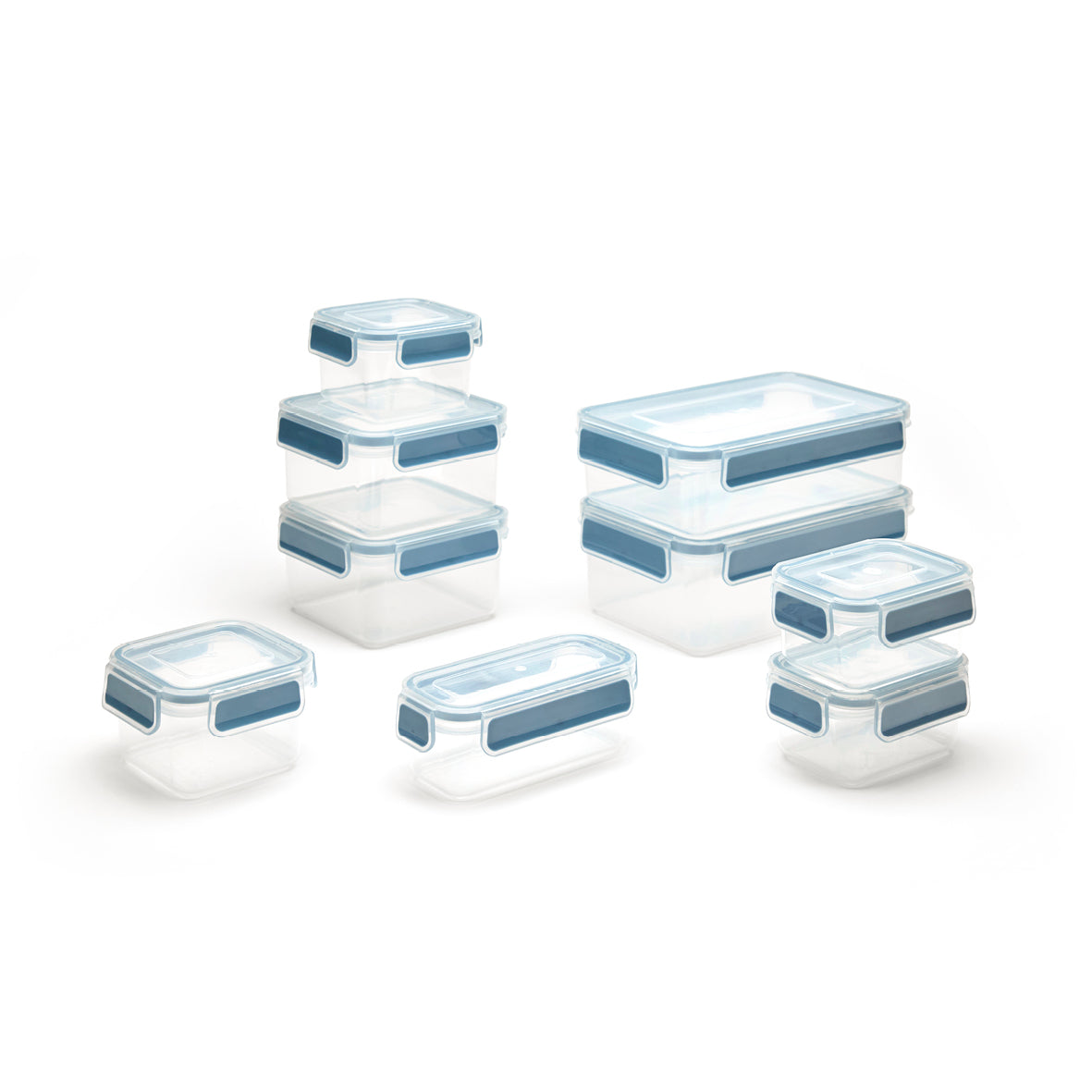 Set of 10 plastic containers with lid