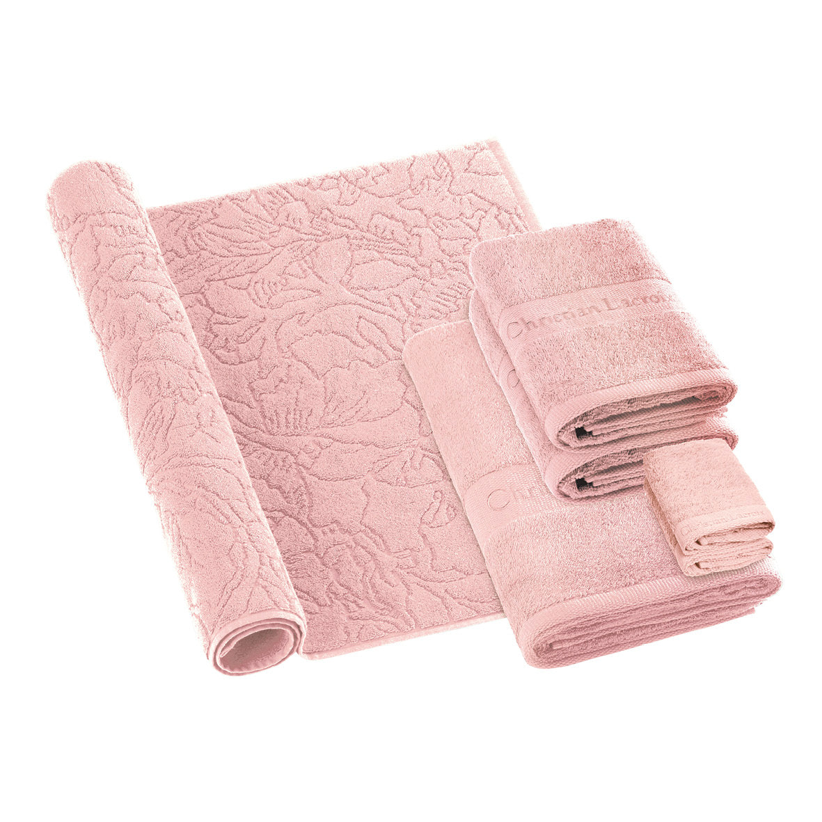 Complete bath linen set combed cotton - Azur Salmon pink
