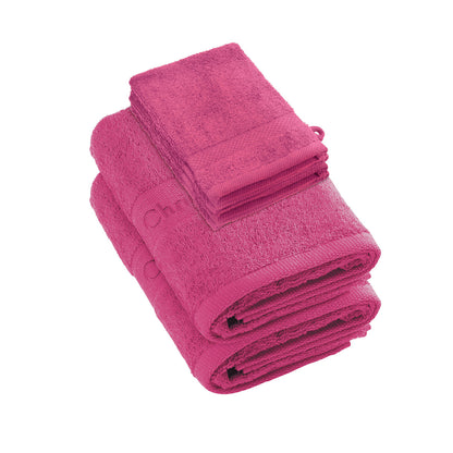 Complete bath linen set combed cotton - Azur - 6 pieces Fuchsia