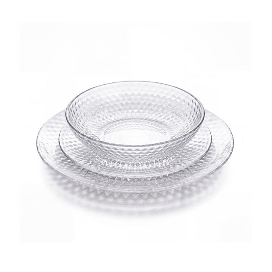 18-piece dinnerware set - Hammered Transparent - Made in France Default Title