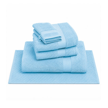 Complete bath linen set combed cotton - Sérénité - 6 pieces Sky blue