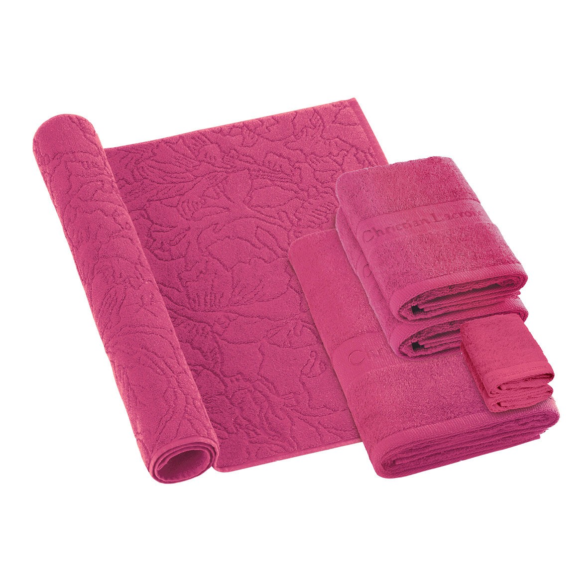 Complete bath linen set combed cotton - Azur Fuchsia