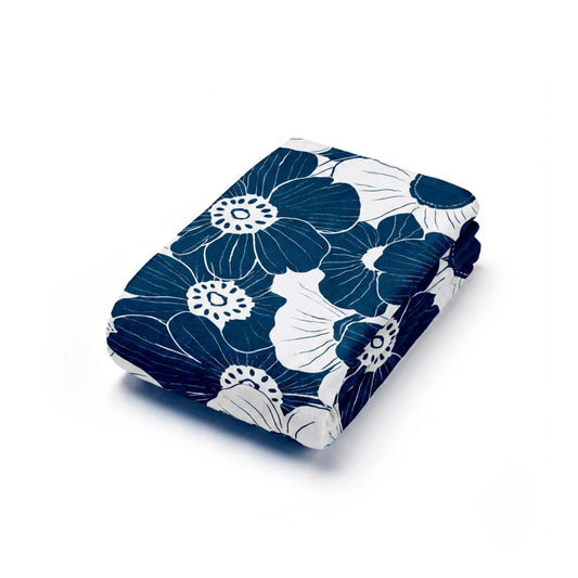 Beach towel cotton velvet - Bloomy Dark blue