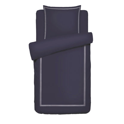 Duvet cover and pillowcase(s) set - 100% cotton sateen TC200 - Nîmes - white / dark blue