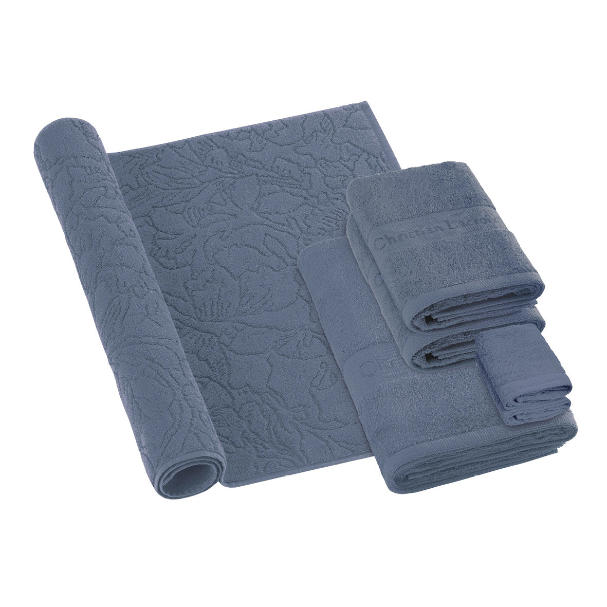 Complete bath linen set combed cotton - Azur Blue grey