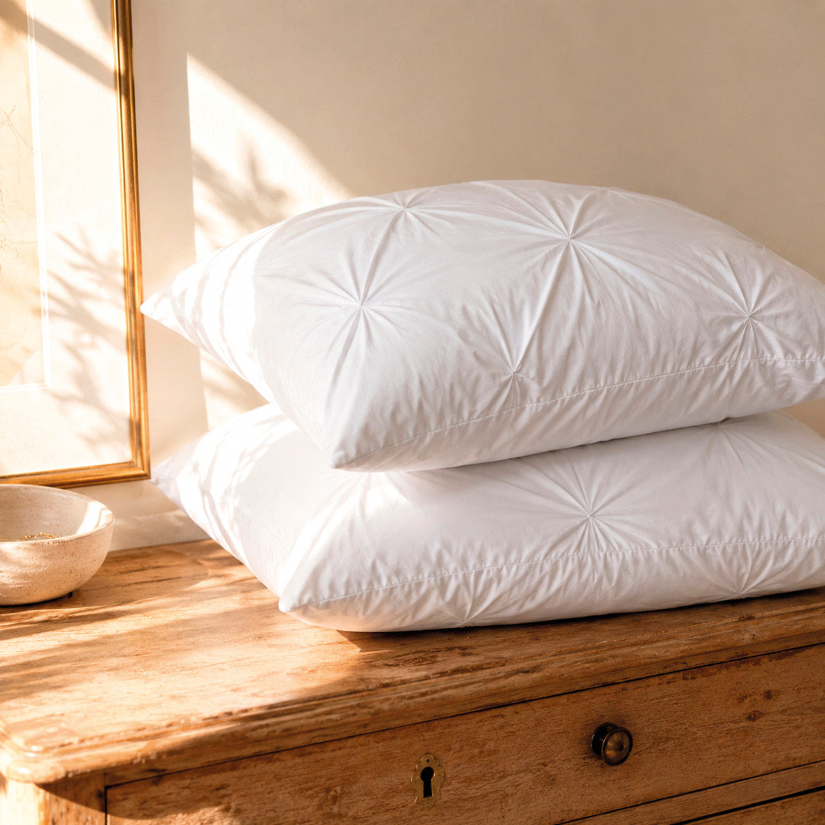 Pillowcase cotton satin pleated - Lys White