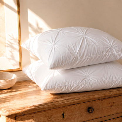 Pillowcase cotton satin pleated - Lys White