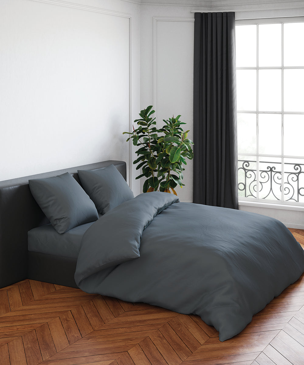 Duvet cover and pillowcase(s) set - 100% cotton sateen TC200 - light grey