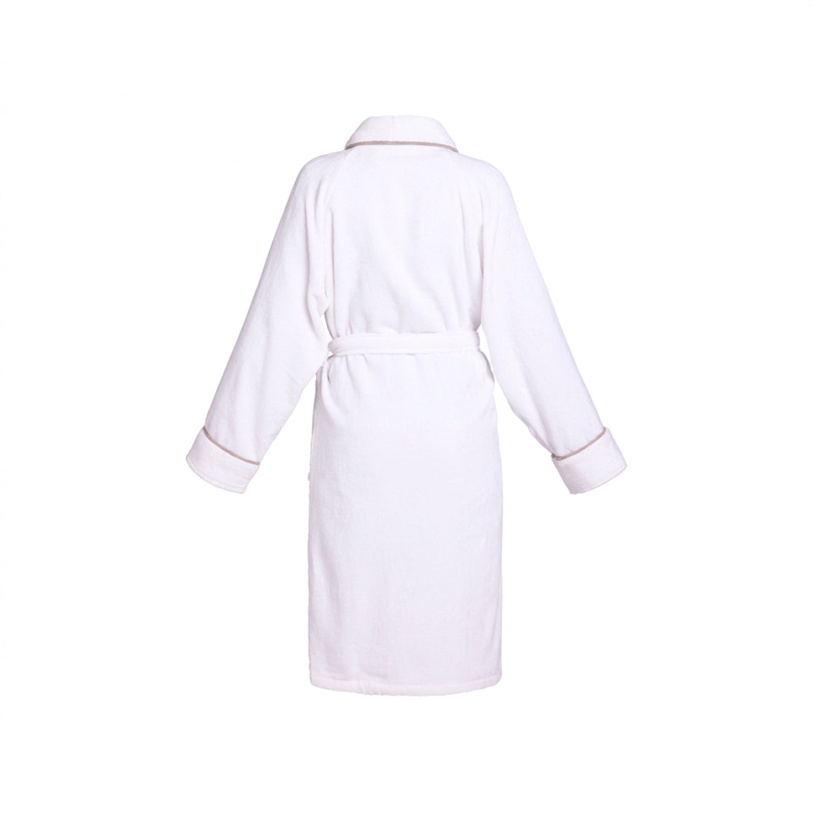 Bathrobe with shawl collar cotton velvet - Jan Taupe / White
